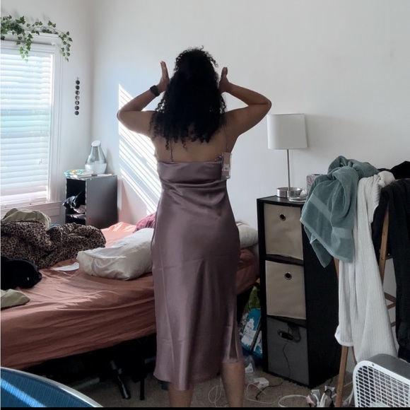 NWT Birdy Grey Lisa midi slip dress in satin dark mauve XL - Picture 11 of 13